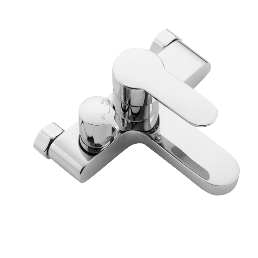 1PC Hot Cold Bathtub Faucets Three Bathtub Shower Faucets Wall-in Type Mixing Faucet Side Switch Bathtub Water Tap Copper Household Tap for Home Hotel (Silver)