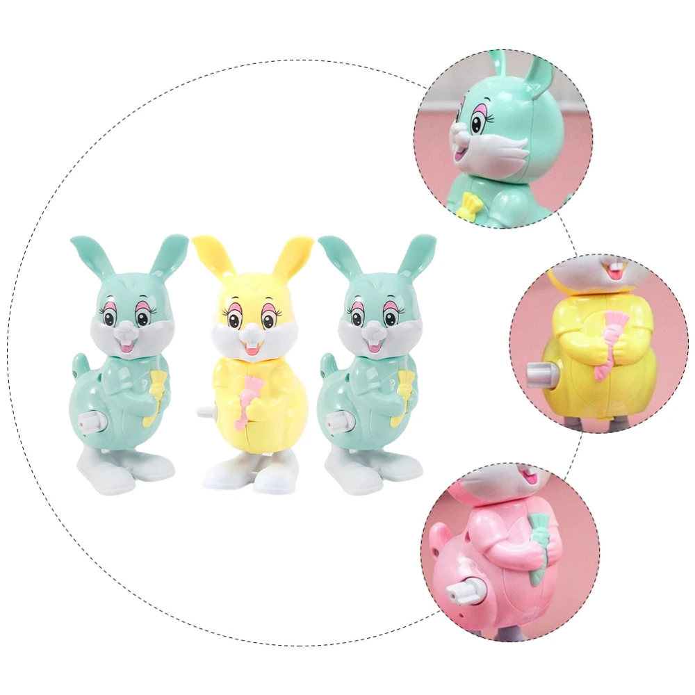 3pcs Wind-up Plastic Rabbit Toy Clockwork Toys Kids Funny Party Playthings