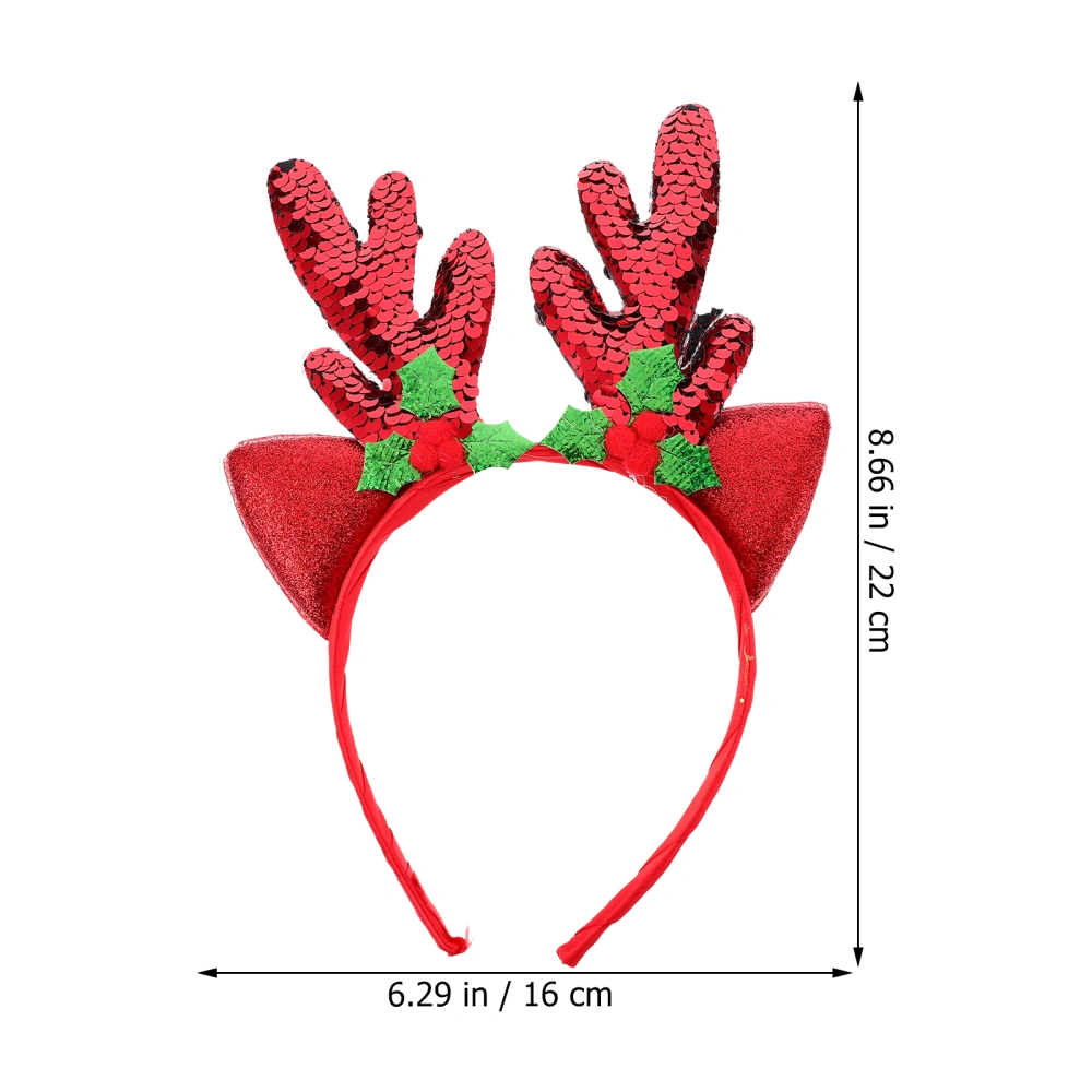 5pcs Antler Hair Clasp Xmas Sequin Hair Lovely Cartoon Party Headpiece