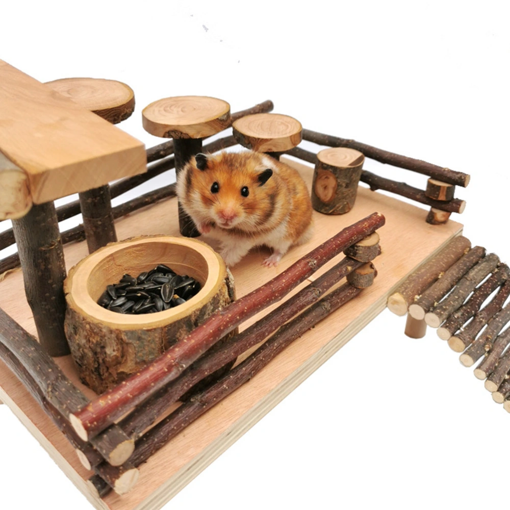 1Pc Pet Hamster Bowl Wood Feeder Bowl Small Pet Feeding Bowl (Random Color)