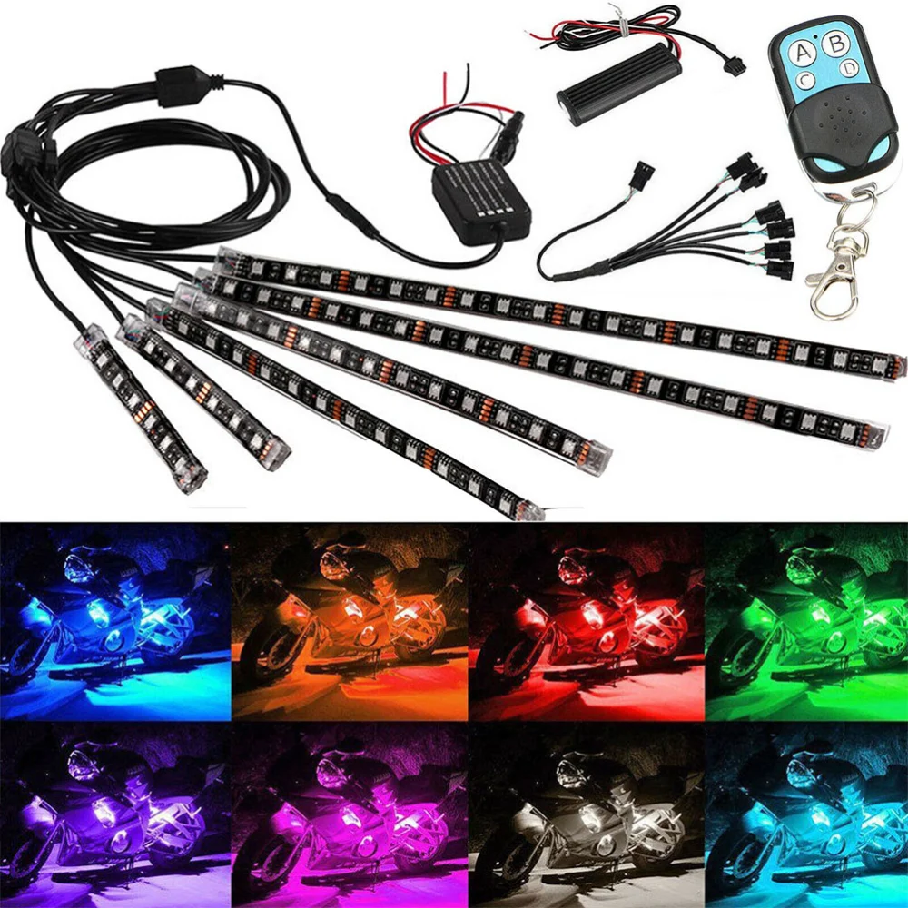 Motorcycle LED Light Colorful Light Strips Neon Lights Waterproof LED light Bar Assorted Color