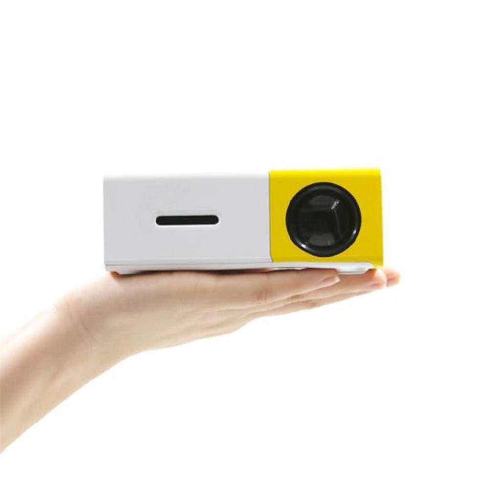 Mini Projector Portable 1080P LED Projector Home Cinema Theater Indoor/Outdoor Movie projectors for Laptop PC Smartphone Yellow and White (EU Plug)