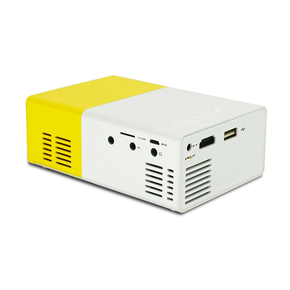 Mini Projector Portable 1080P LED Projector Home Cinema Theater Indoor/Outdoor Movie projectors for Laptop PC Smartphone Yellow and White (EU Plug)