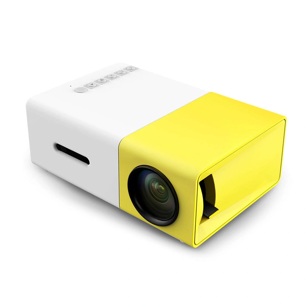 Mini Projector Portable 1080P LED Projector Home Cinema Theater Indoor/Outdoor Movie projectors for Laptop PC Smartphone Yellow and White (EU Plug)