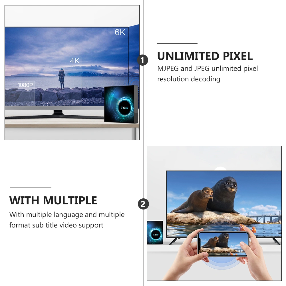6K TV Box 10 TV Network Box Video Media Player 2+16GB with EU Plug