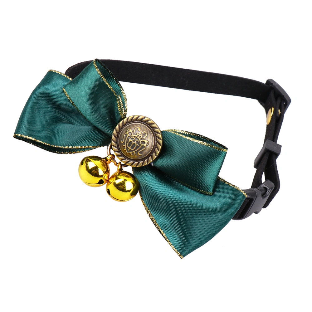 Bow-knot Collar Fashion Bell Puppy Collar Pet Neck Accessories Stylish Pet Supplies Lovely Necklace for Pet Dog Cats (Green, S Size)