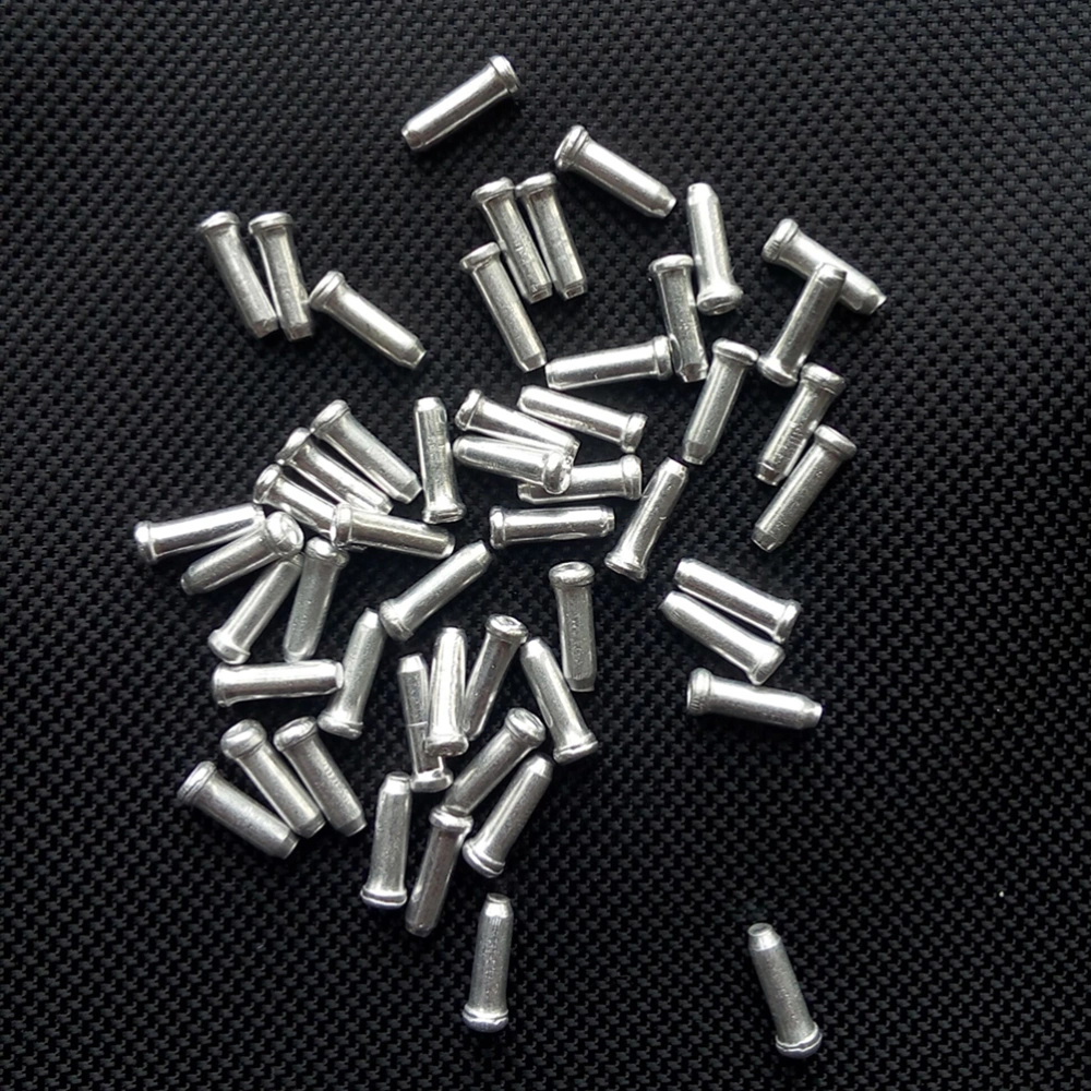 100pcs Metal Bike Brake Gear Cable Wire Outer End Caps Crimps Tips Ferrules (Silver)