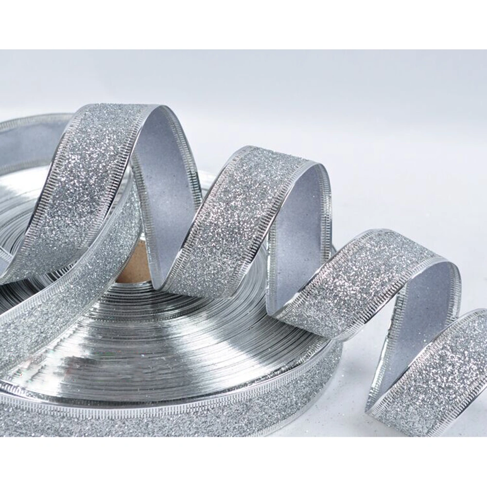 Glitter Ribbon Tree Decoration Christmas Band Ballroom Decor Wedding Ornaments (Sliver)