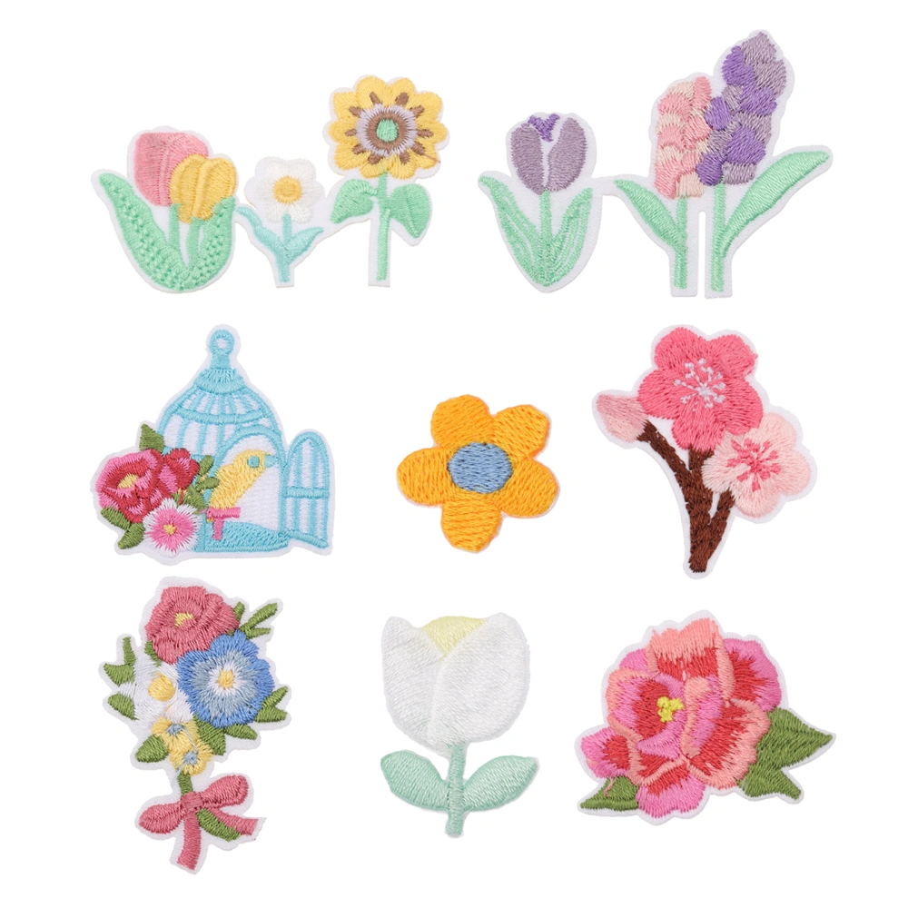 8pcs Delicate Embroidery Cloth Patches Exquisite Flower Appliques for Scarf Sweater