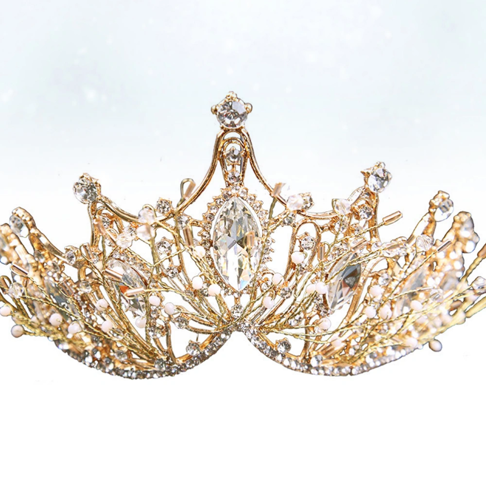 Wedding Elegant Crystal Crown Bridal Dress Crown Hair Hair Accessories (Golden)