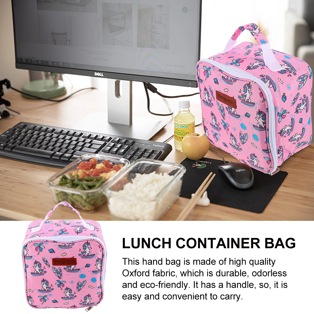 1pc Oxford Unicorns Printed Tote Lunch Bag Children Lunch Storage Bag Handbag