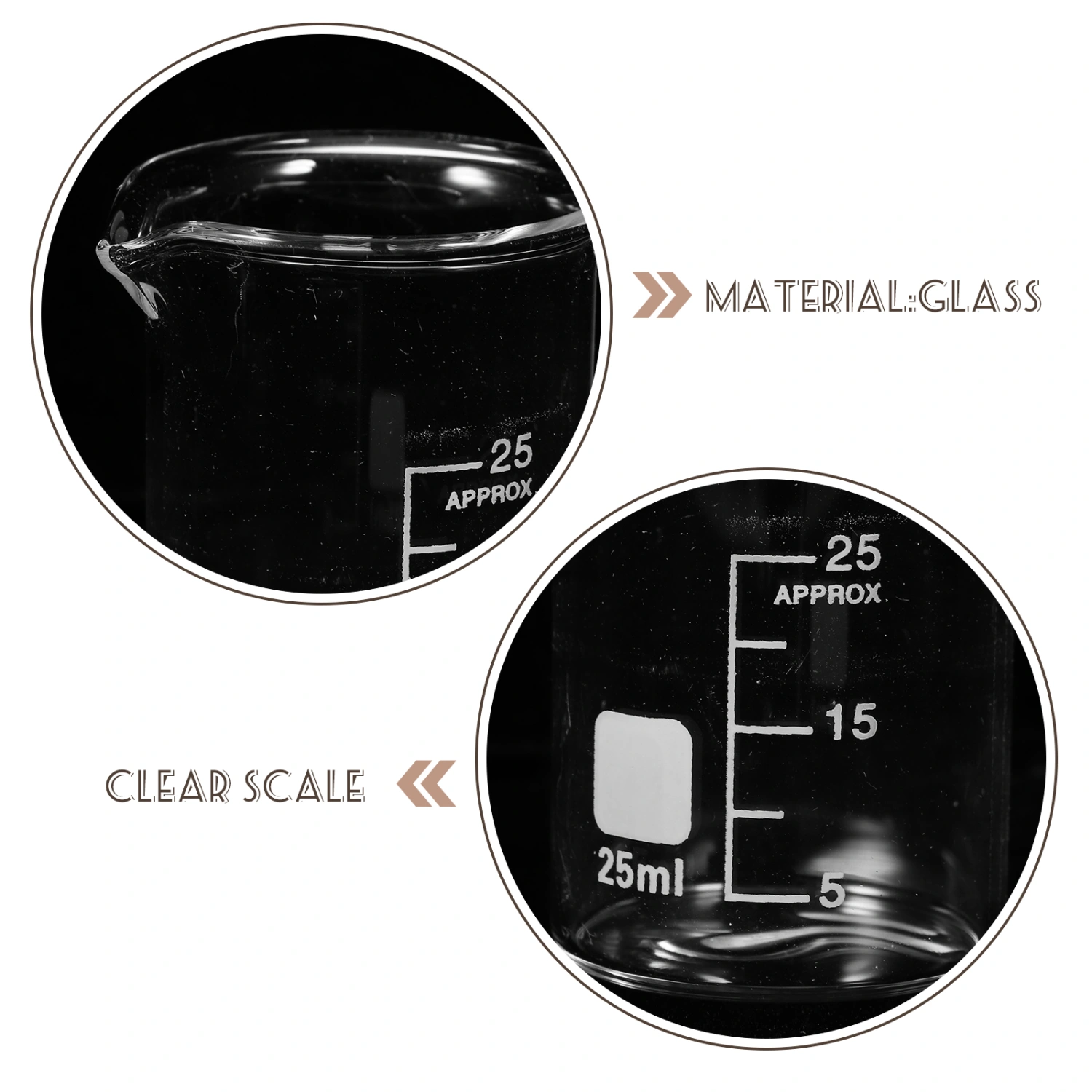 6pcs Glass Measuring Beakers Chemistry Glass Beakers Laboratory Beakers Glassware