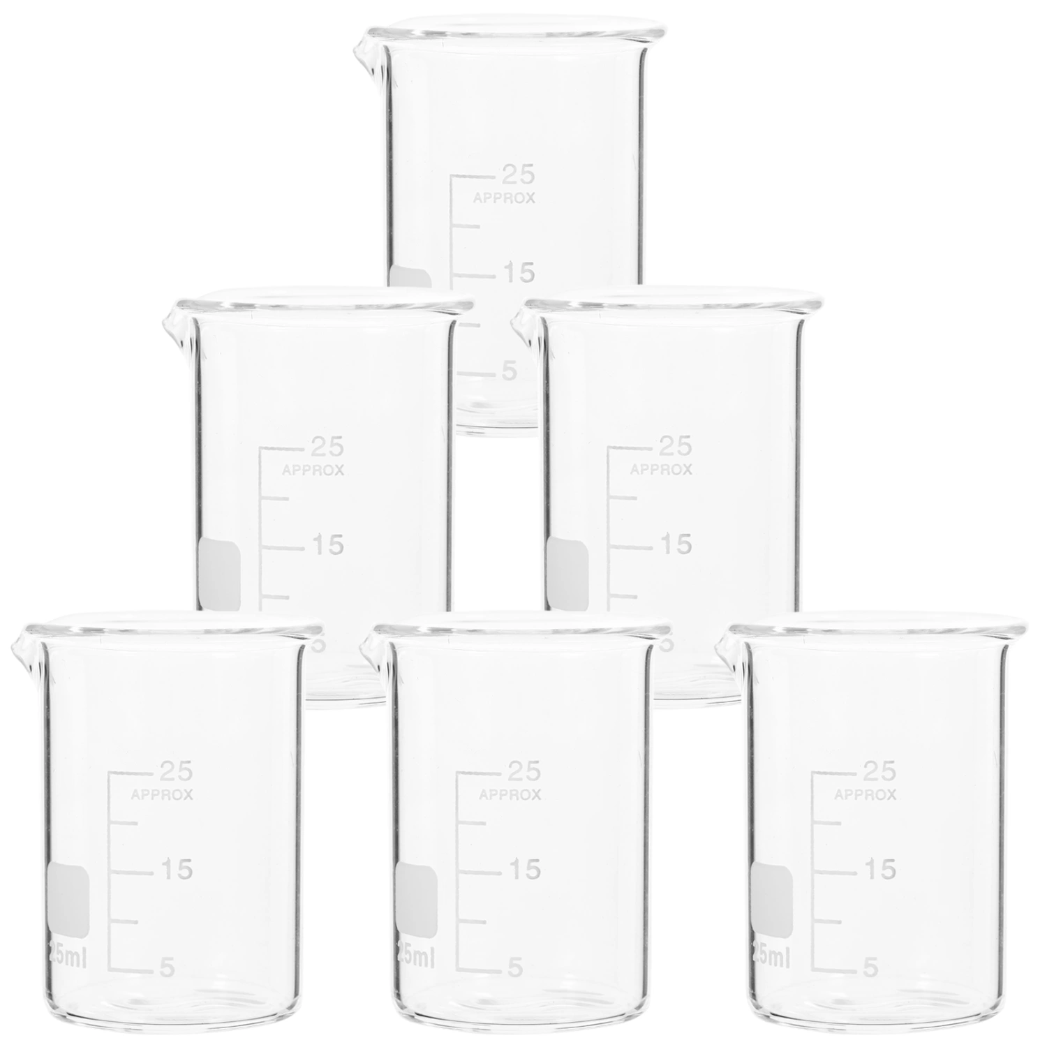 6pcs Glass Measuring Beakers Chemistry Glass Beakers Laboratory Beakers Glassware