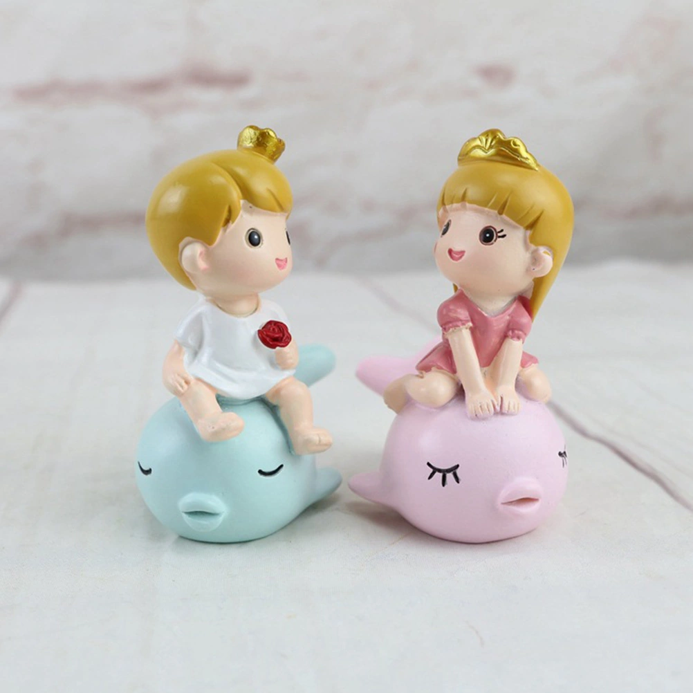 Desktop Ornament Resin Cartoon Little Prince Whale Decorative Ornaments Mini Sculpture Craft for Home Office Decor