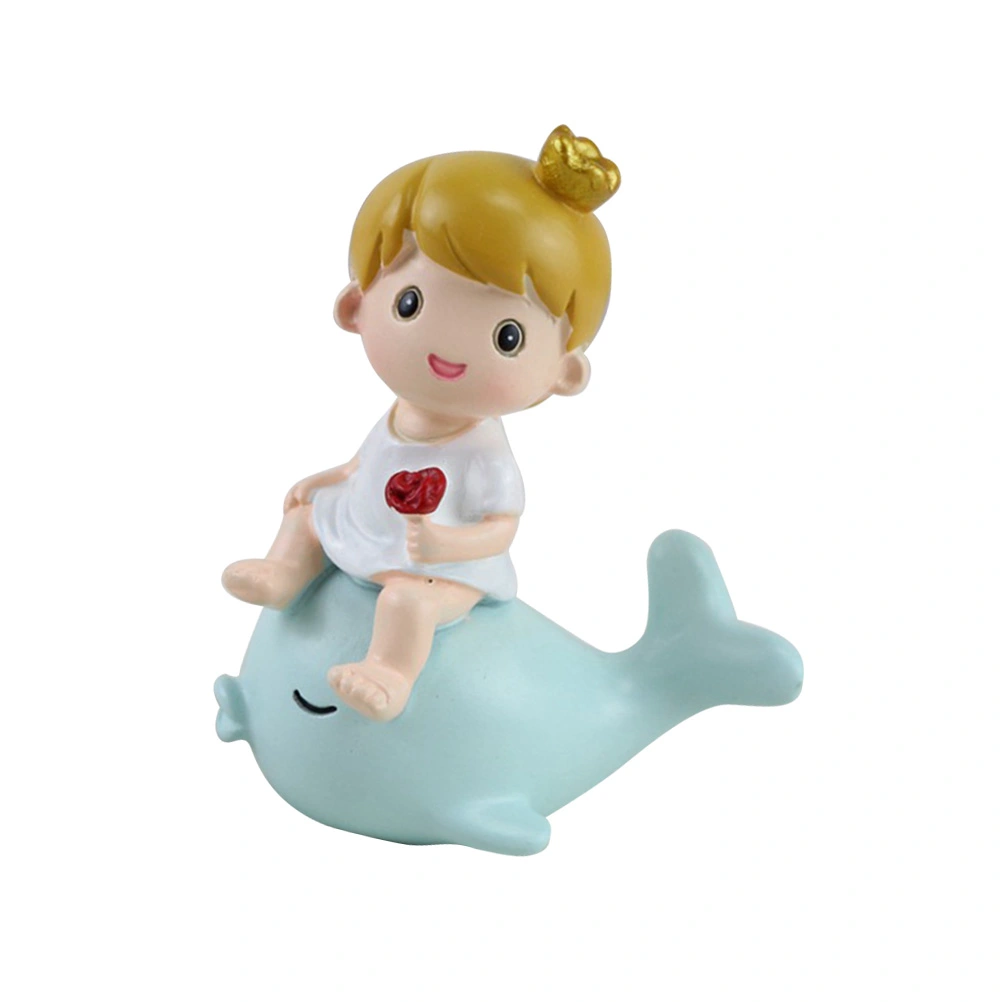 Desktop Ornament Resin Cartoon Little Prince Whale Decorative Ornaments Mini Sculpture Craft for Home Office Decor