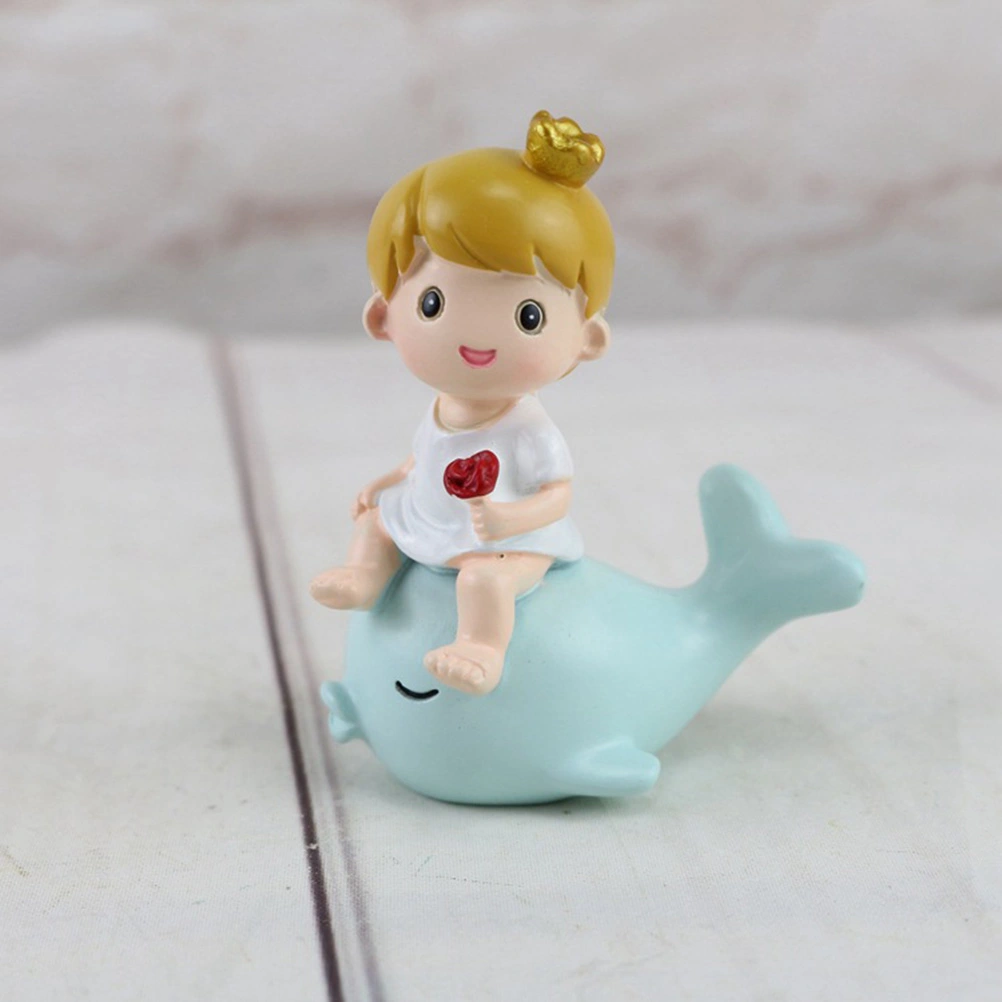 Desktop Ornament Resin Cartoon Little Prince Whale Decorative Ornaments Mini Sculpture Craft for Home Office Decor