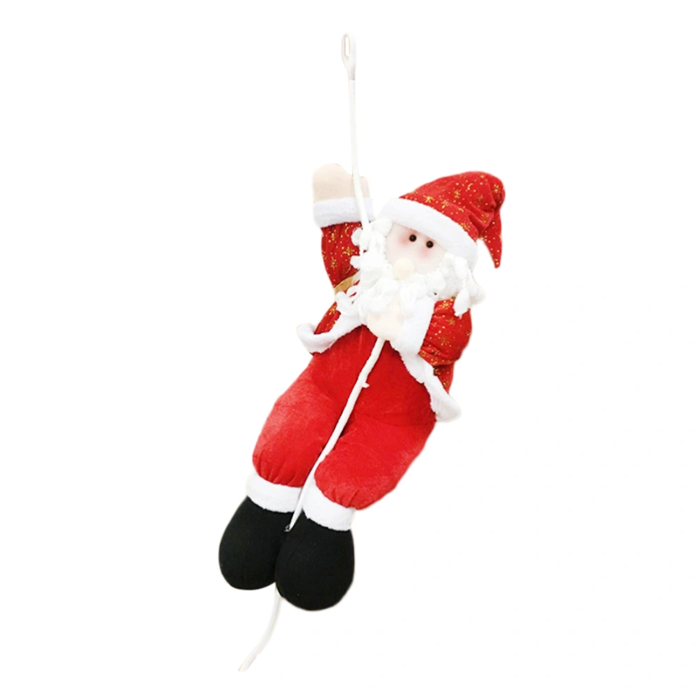 40cm Cartoon Rope Climbing Santa Claus Hanging Pendant Hanging Ornament Christmas Xmas Decoration (Red)