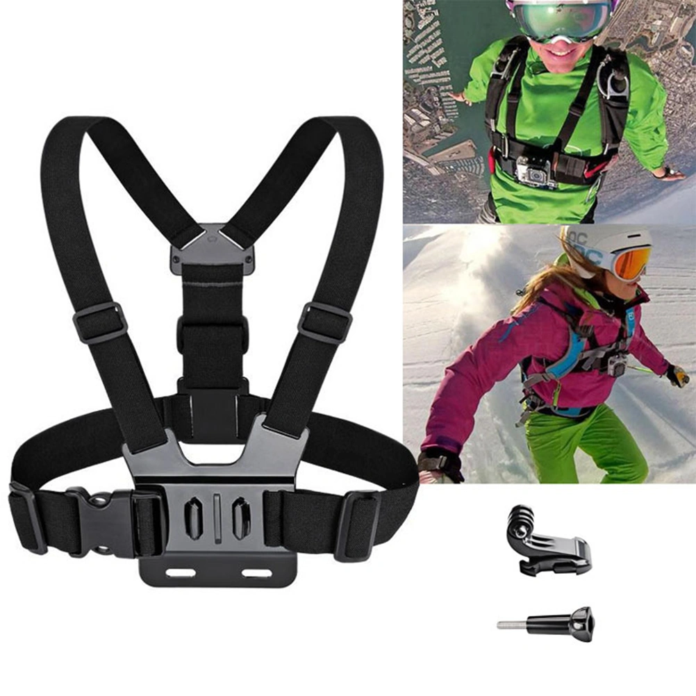 1 Set Sports Motion Camera Accessories Chest Strap Body Tripod Harness Belt Compatible for Gopro Hero 4 3+ 3 2 1 (Black)