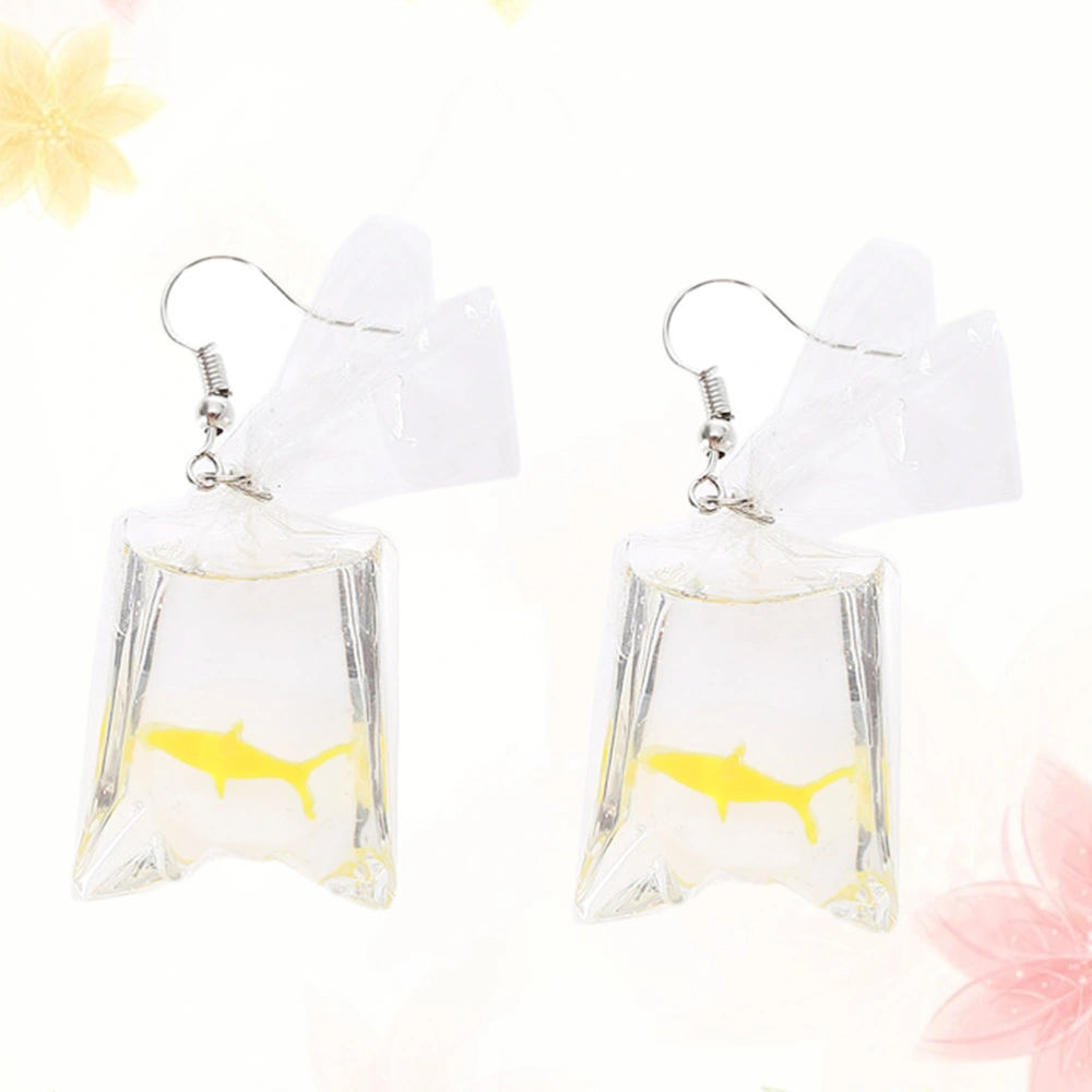 1 Pair Creative Goldfish Earrings Clear Resin Eardrop Decorative Ear Jewelry for Women Girls (Yellow)