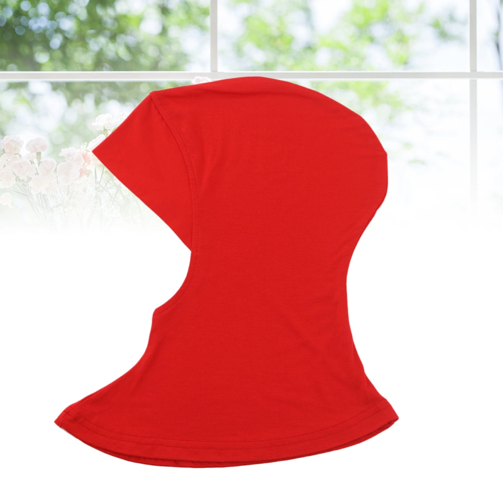 Women Adjustable Muslim Hijab Neck Cover Scarf Bonnet Inner Hijab Full Cover Bone Lady Islamic Muslim Headwear (35x24cm, Red)