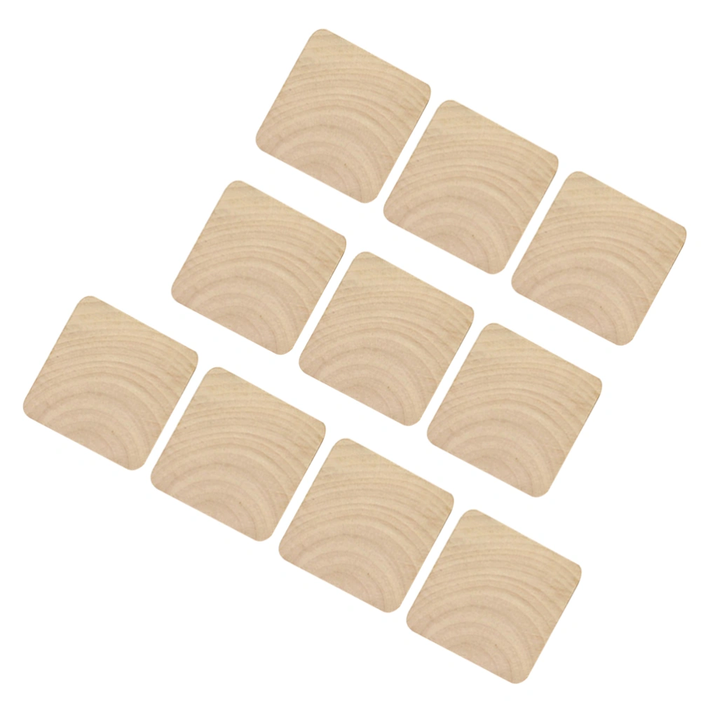 10PCS 4x4x1.2cm Blank Wood Cube Square DIY Unfinished Blocks for Stamp DIY Crafts Making