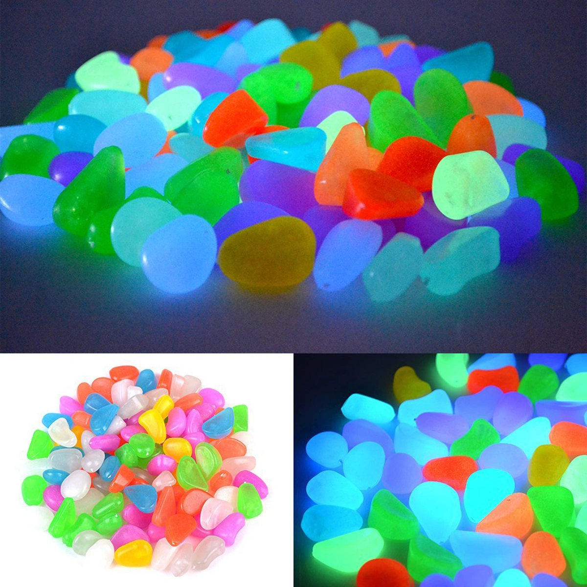 100pcs Luminous Cobblestones Pebbles Stones Glow in the Dark for Aquarium Fish Tank Gravel Decorations For Garden Yard