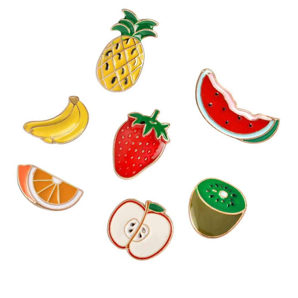 7 Pcs Lovely Brooches Fashion Summer Fruit Patterned Funny Clothes Badges Collar Corsage Jewelry Lapel Dress Accessories for Women Girls (Mixed Pattern)