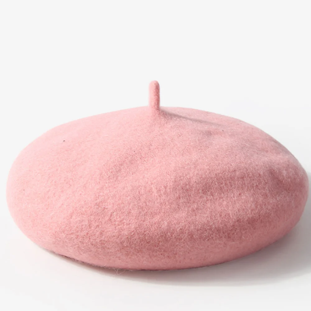 Children Warm Beret Baby Wool Hat Outdoor Winter for Girl Autumn Kids - Size M (Pink)