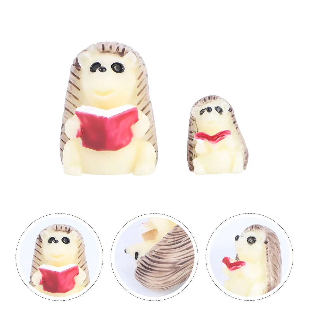 12PCS Moss Micro-landscape Decoration Reading Hedgehog Doll Ornament (2 Styles)