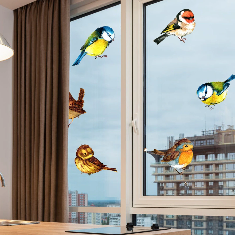 6pcs Anti-Collision Window Clings Decorative Static Bird Window Strike Prevention Stickers