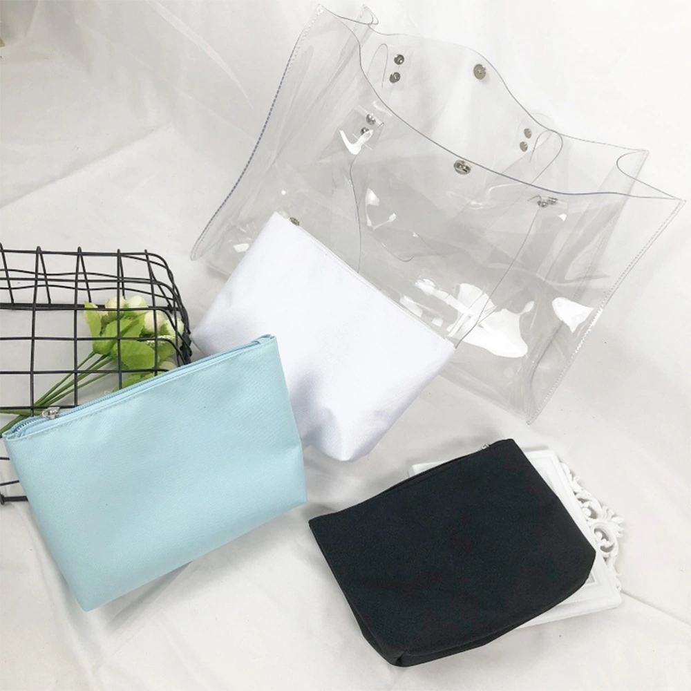 2 PCs Nested Shoulder Bag Large Capacity Jelly Bag Handbag Fashionable Tote Bag for Shopping Travel (Transparent + White)