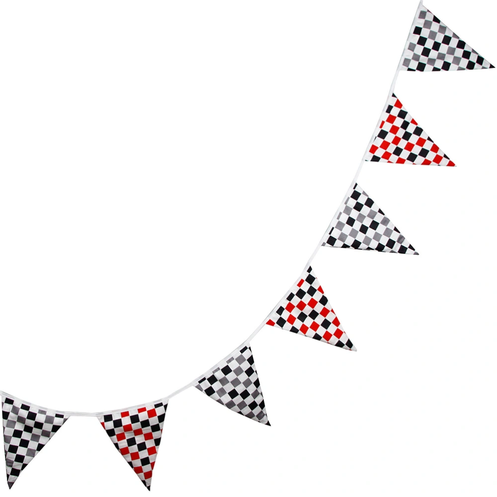 3.6m Grid Pattern Cotton Cloth Flags Bunting Banner Hanging Banners for Party Supplies (Black White and Red White)