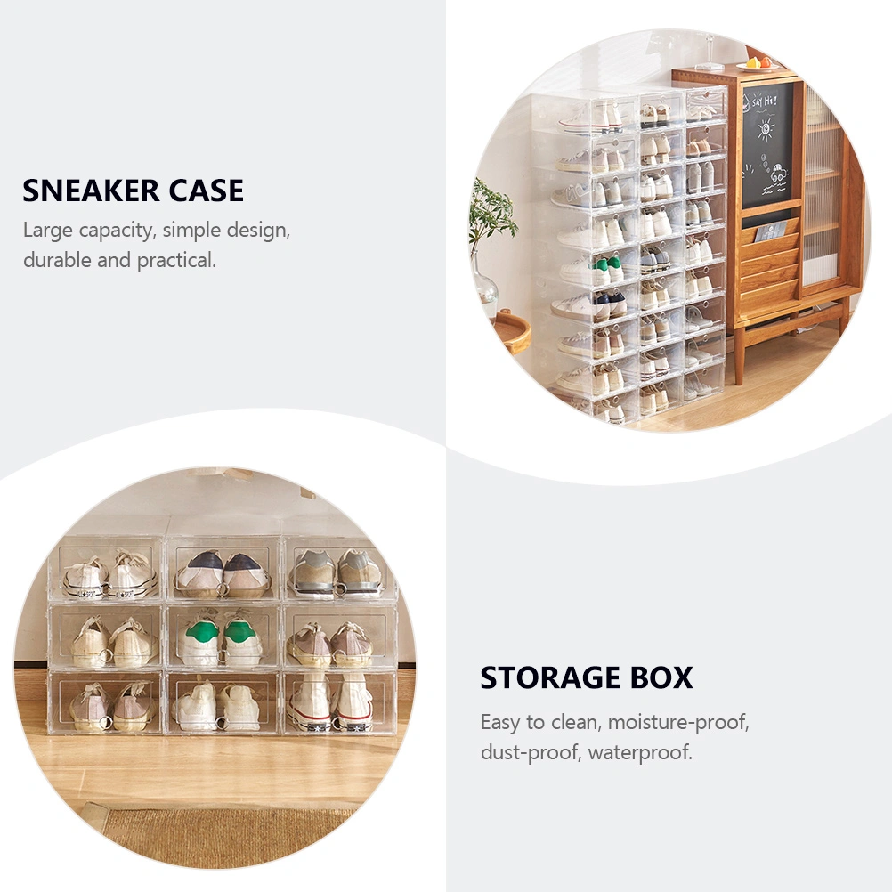 4pcs Transparent Shoe Container Stackable Storage Box Sports Shoes Storage Organizer