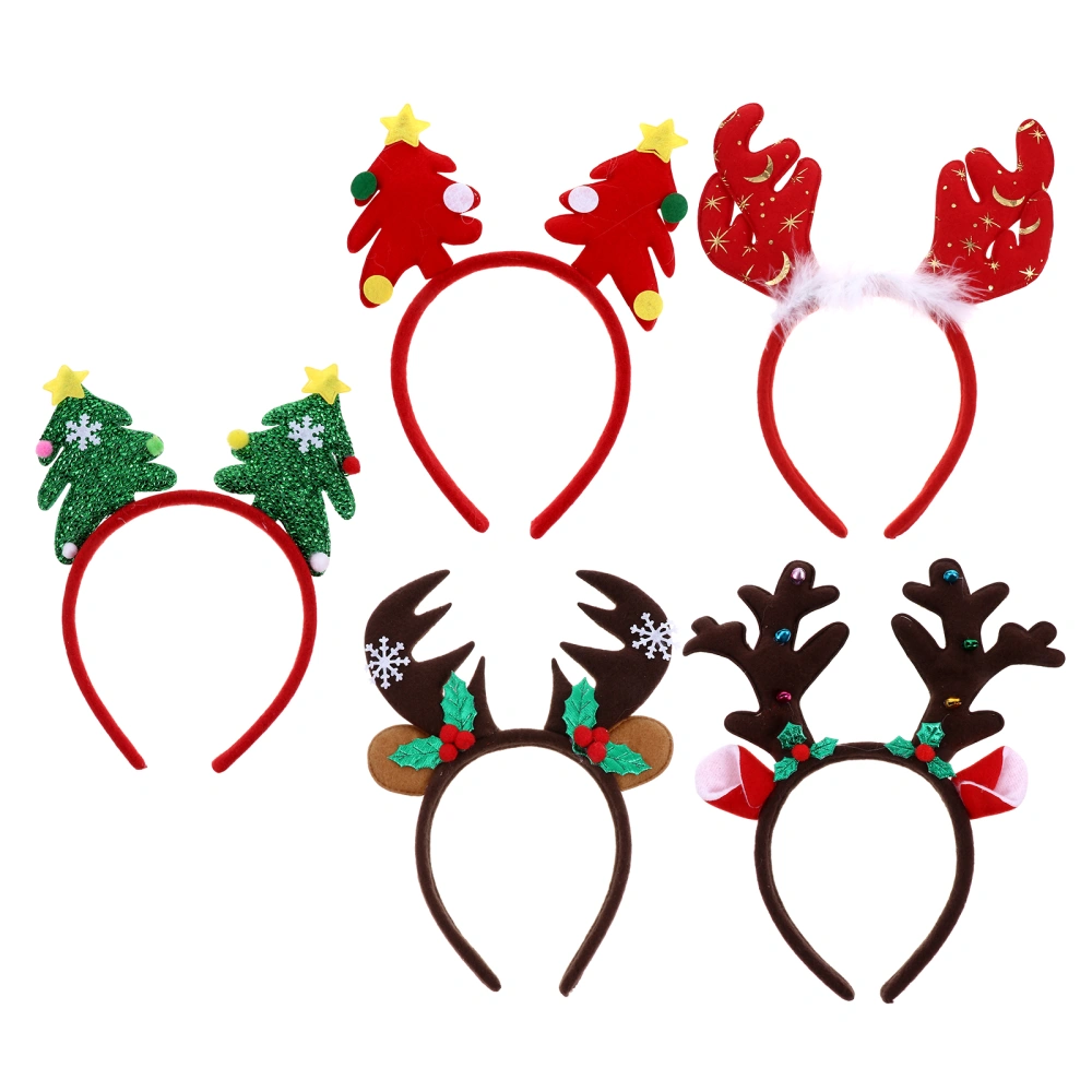 5Pcs Christmas Headbands Headdress Adorable Christmas Tree Antler Hair Hoops