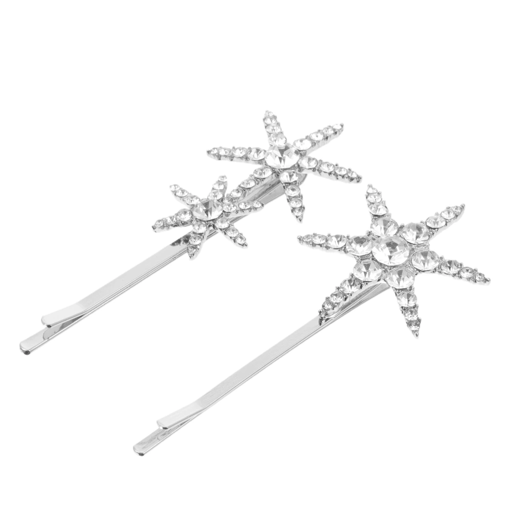 2Pcs Glitter Rhinestones Decorative Star Hair Clips Hairpin Barrettes for Women