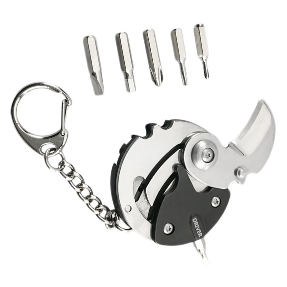 Cutter Keychains Stainless Steel Tools Mini Multifunctional Portable Foldable Hanging Keyrings (Random Color)