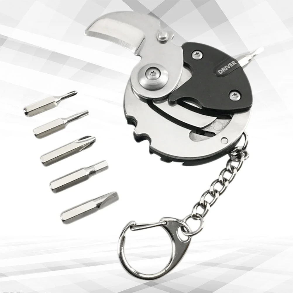 Cutter Keychains Stainless Steel Tools Mini Multifunctional Portable Foldable Hanging Keyrings (Random Color)