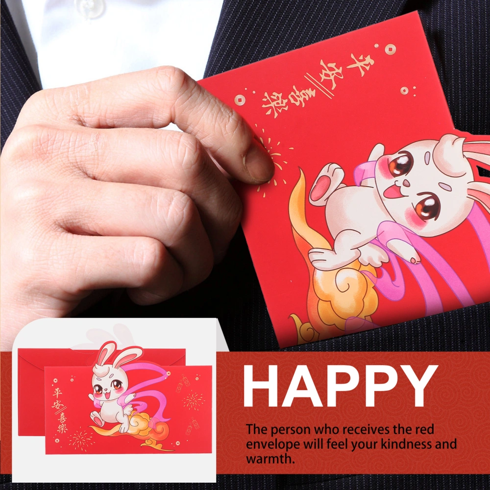 12pcs Spring Festival Red Envelopes Paper Red Packets Rabbit Year Money Pouches