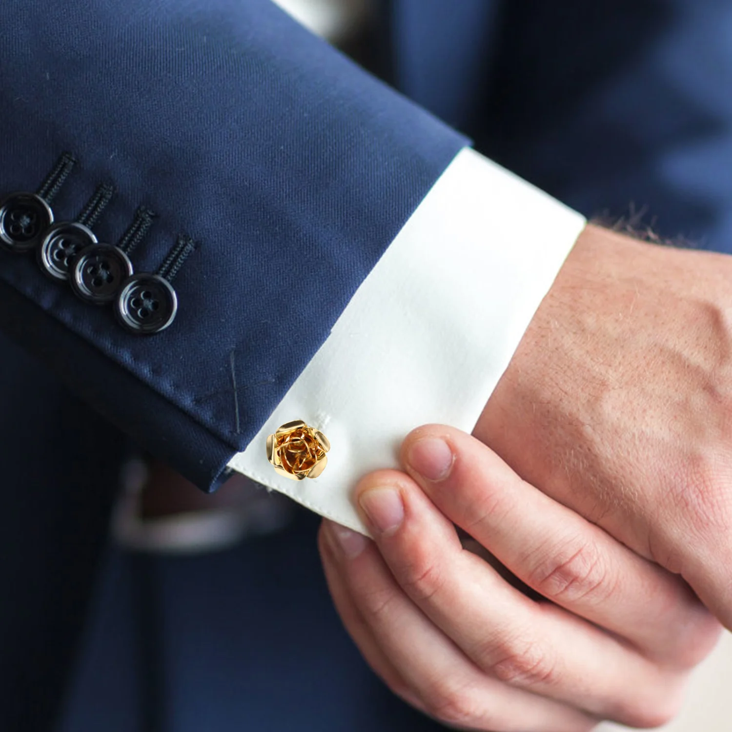 1 Pair of Rose Floral Cufflinks Men Cuff Link Tuxedo Shirt Cufflinks Shirt Accessories