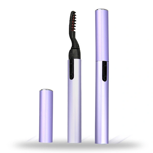 Electric Heated Eyelash Curler Pen for Makeup Cosmetic Perfect Big Eyes (Purple)