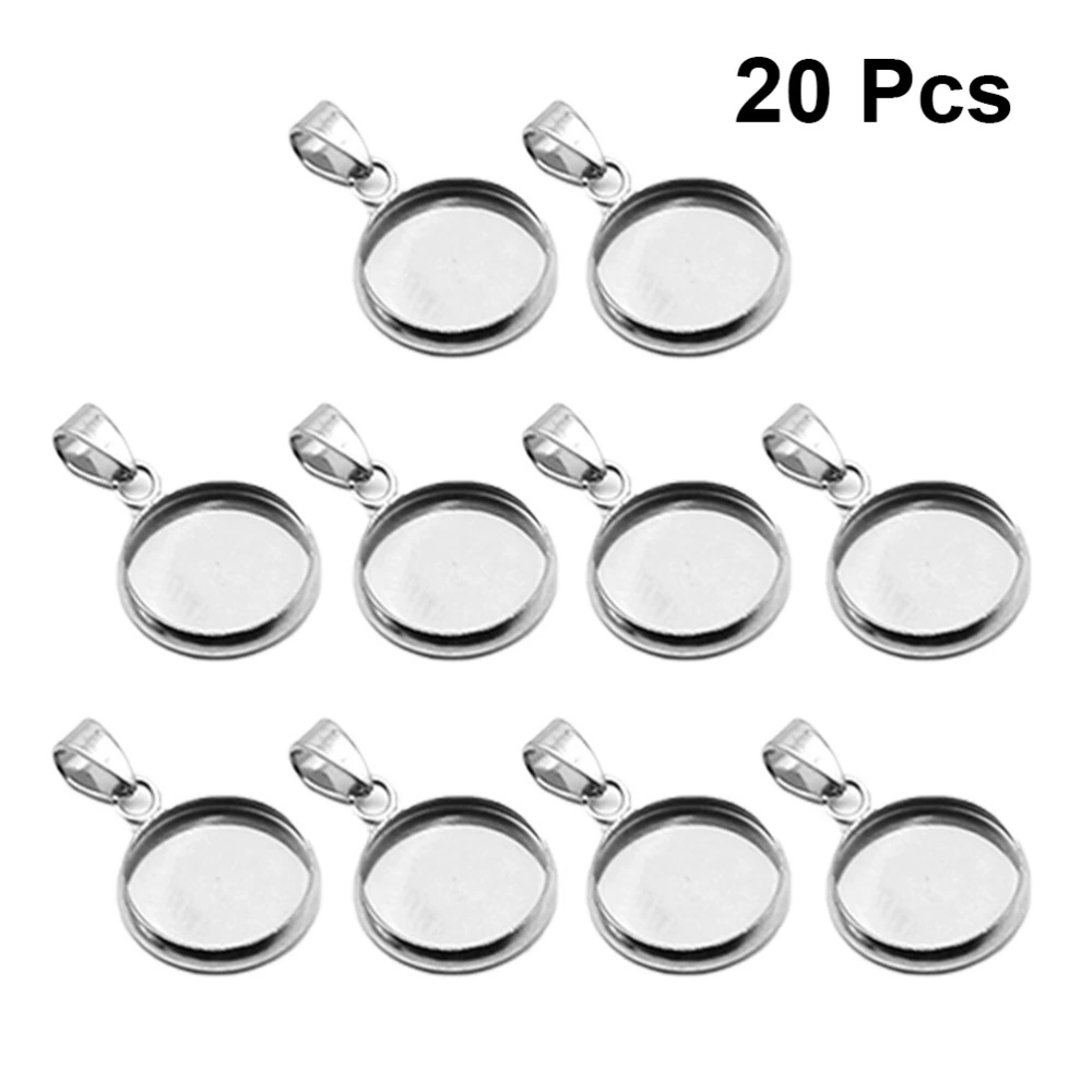 20Pcs DIY Jewelry Pendant Accessories Stainless Steel Round Jewelry Trays Covers Kit for Neck Chain Necklace (Silver 6mm)