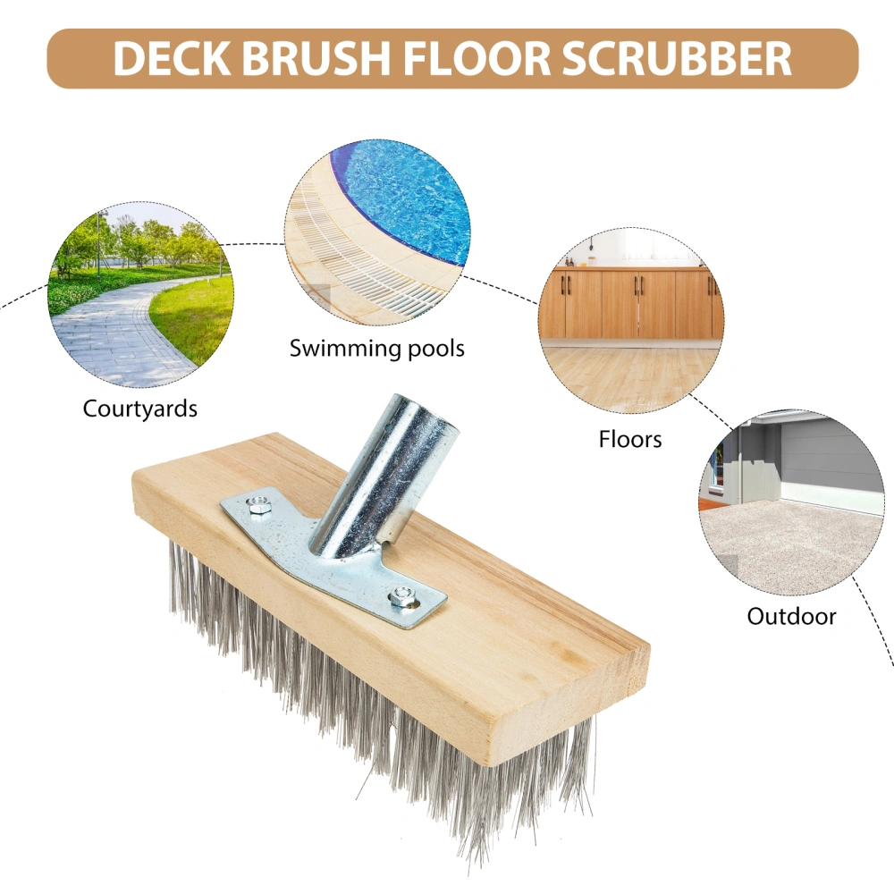 Floor Scrub Brush Stainless Steel Bristles Brush Head Stiff Brush Deck Brush (no Handle)