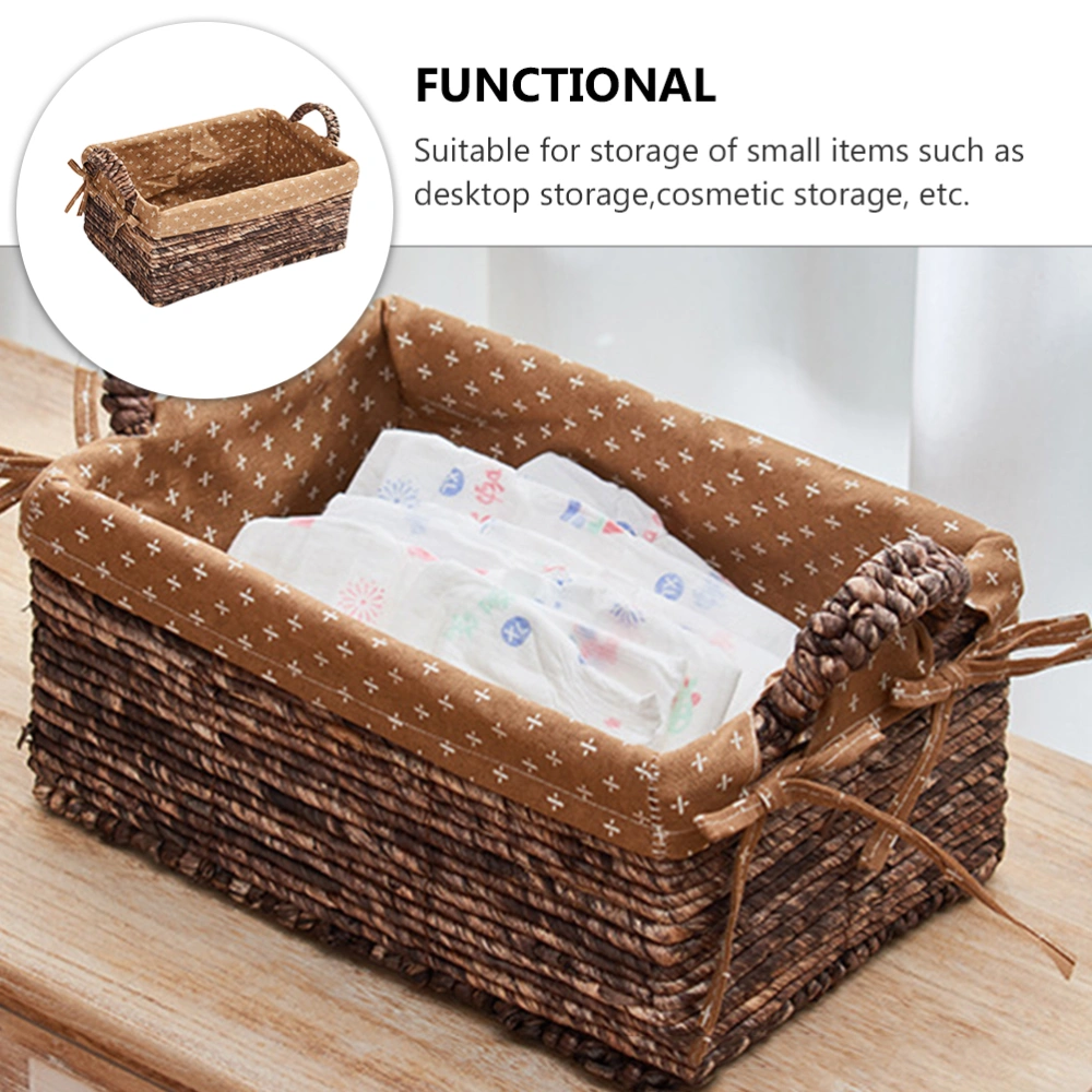 1pc Rattan Storage Basket Sundries Storage Box Organizer Storage Holder (Brown)