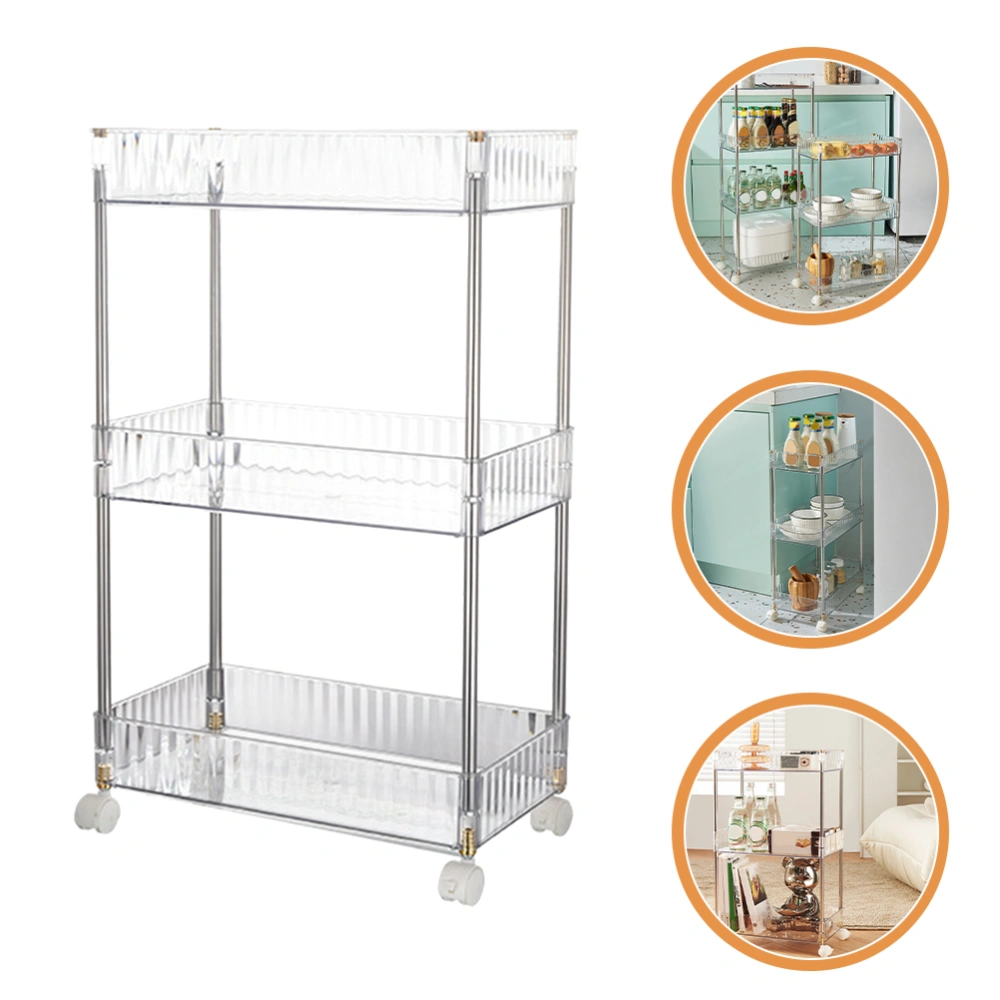 3-Tier Rolling Utility Cart Kitchen Trolley Rack Floor-type Trolley Stand