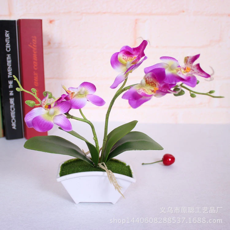 Mini Orchid Table Plant Ornament Artificial Potted Plant For Bathroom Kitchen