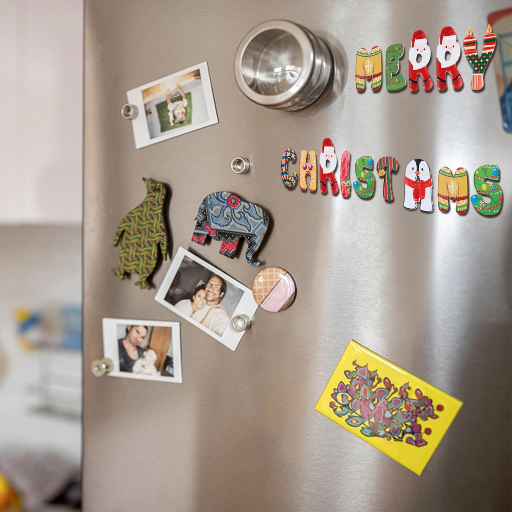 1 Set Merry Christmas Sticker Christmas Themed Letter Pattern Fridge Magnets