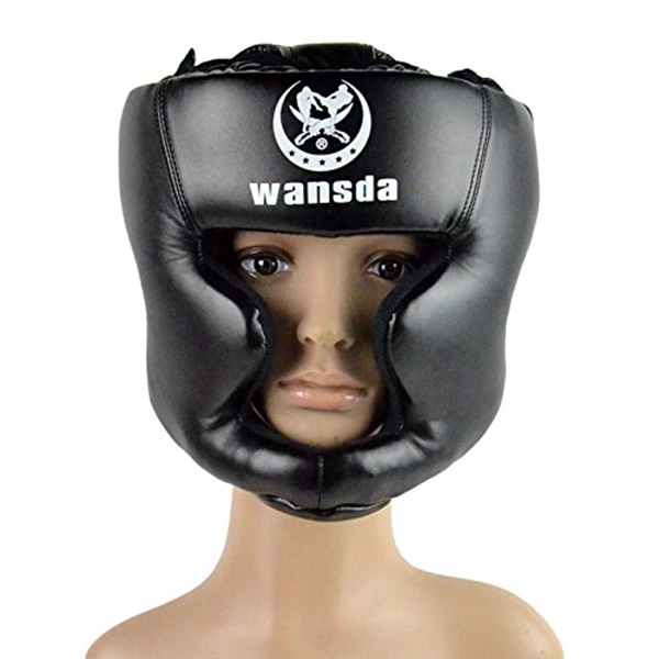 Boxing Helmet Closed Type Boxing Head Guard Muay Thai Kick Brace Head Protection for Free Combat Taekwondo (Black)
