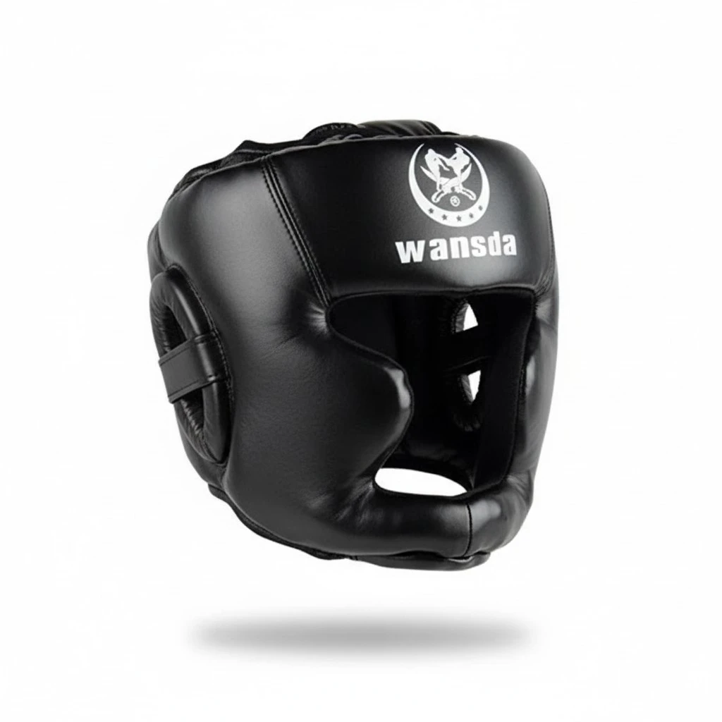 Boxing Helmet Closed Type Boxing Head Guard Muay Thai Kick Brace Head Protection for Free Combat Taekwondo (Black)