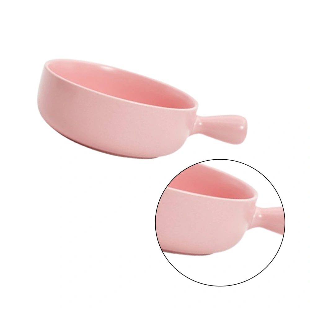 Ceramics Fruit Salad Bowl Cooking Bowl Ovenware Kitchen Food  Noodle Bowl with Handle for Home (Pink, March Shipment)