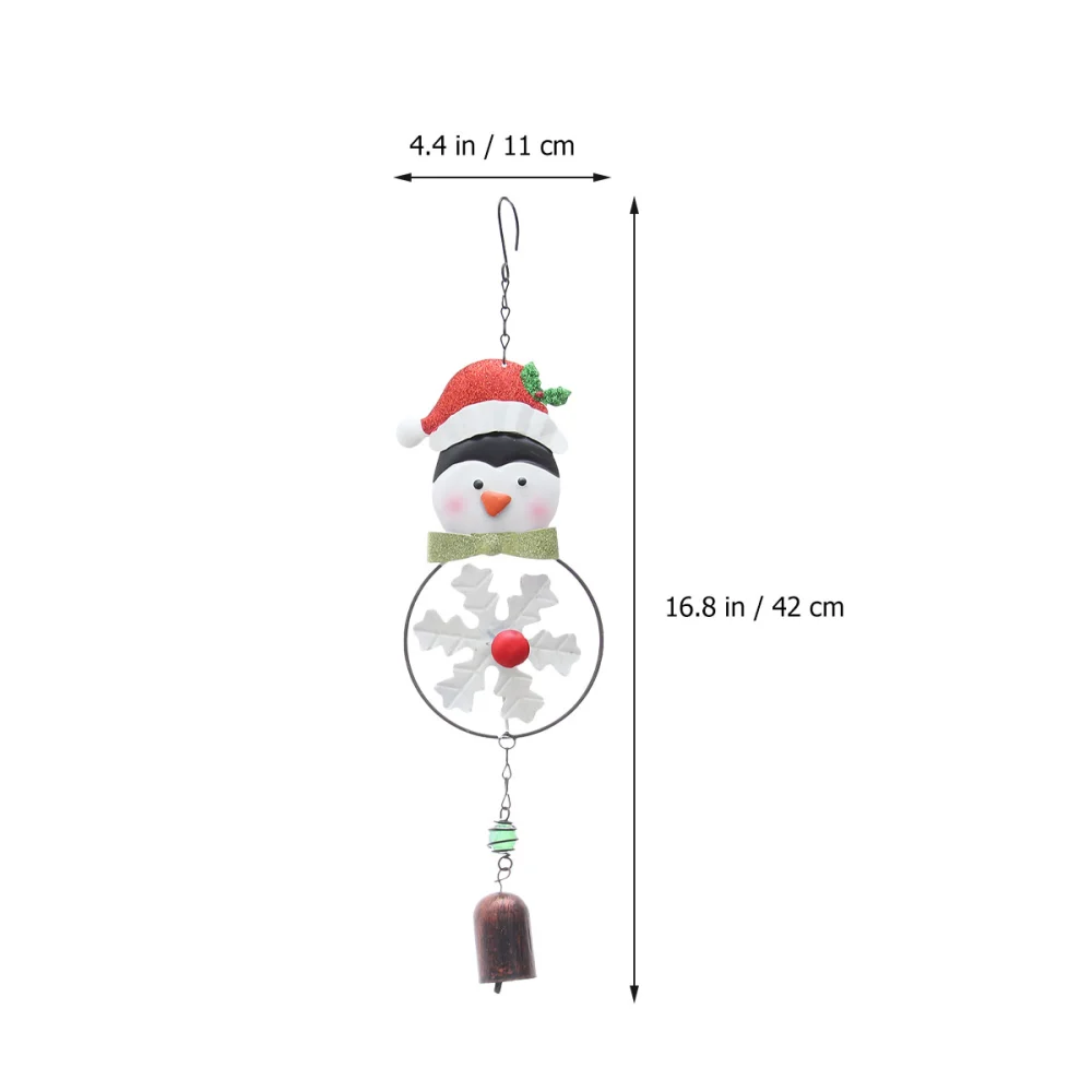 Christmas Bell Decorations Iron Art Wind Chime Pendant Hanging Ornaments Bell Pendant for Garden Yard (Penguin)